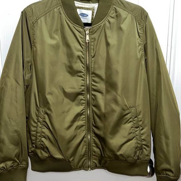 Old Navy Olive Green Bomber Jacket w/pockets, Size Large - Picture 6 of 13